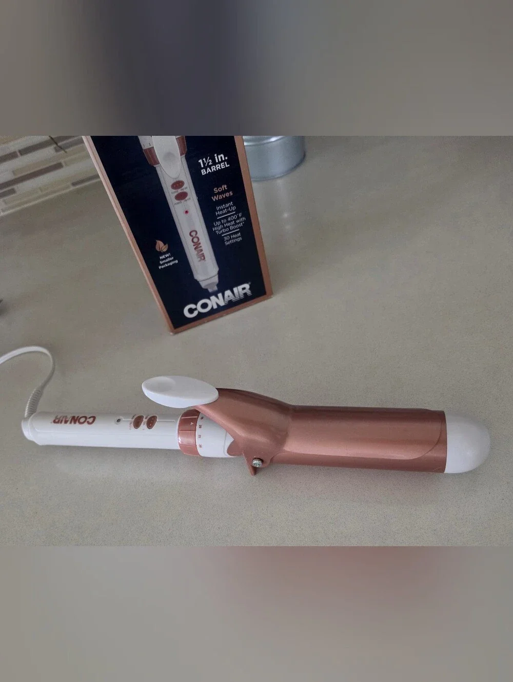 Conair Double Ceramic 1 1/2” Soft Waves Curling Iron White Rose Gold